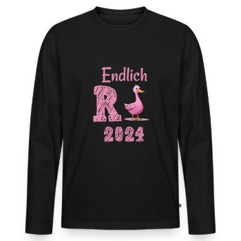 Rente 2024 mit Ente Rentner Ruhestand | R Ente - Männer Premium Bio Langarmshirt - Schwarz - Vorne - Nico (187cm)