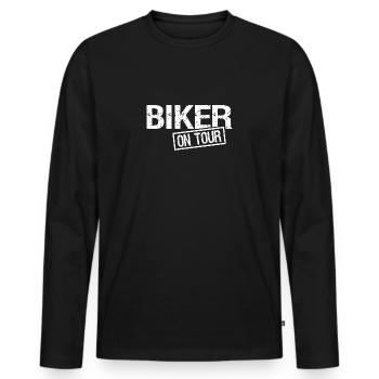Biker on Tour - Männer Premium Bio Langarmshirt - Schwarz - Vorne - Nico (187cm)