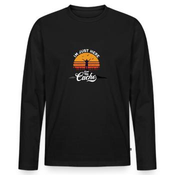 Geocaching - Just Here For The Cache - Men's Premium Organic Long Sleeve Shirt - black - Front - Nico (187cm)
