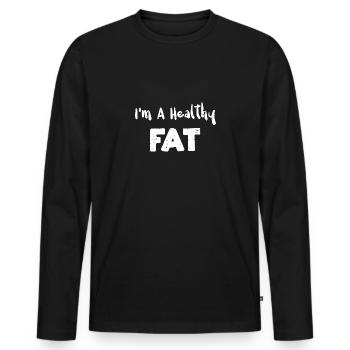 I'm A Healthy Fat - Avocado - Männer Premium Bio Langarmshirt - Schwarz - Vorne - Nico (187cm)