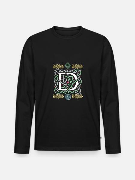 D - Männer Premium Bio Langarmshirt - Schwarz