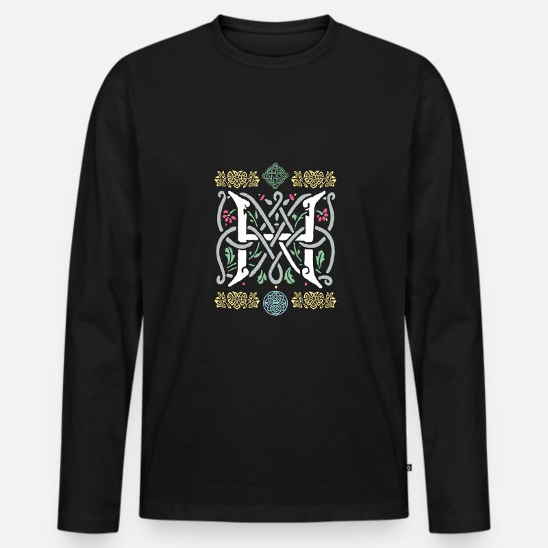H - Männer Premium Bio Langarmshirt - Schwarz