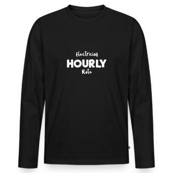 Tarif horaire de l’électricien - T-shirt manches longues Premium bio Homme - noir - Devant - Nico (187cm)