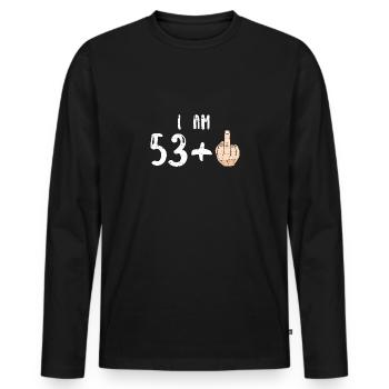 J’ai 53 ans + 1 - 54e anniversaire - T-shirt manches longues Premium bio Homme - noir - Devant - Nico (187cm)