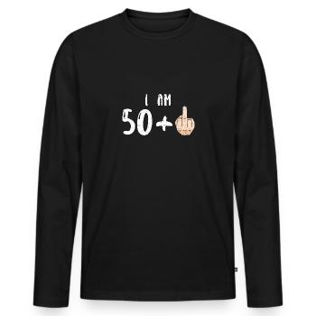 J’ai 50 ans + 1 - 51e anniversaire - T-shirt manches longues Premium bio Homme - noir - Devant - Nico (187cm)