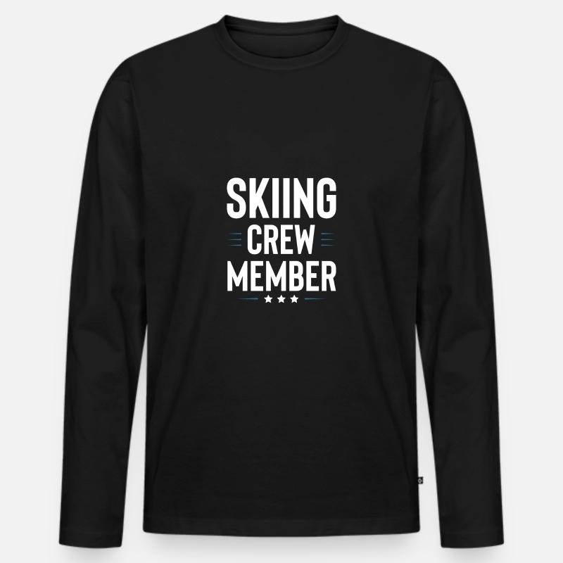 Skiing Crew - Männer Premium Bio Langarmshirt - Schwarz