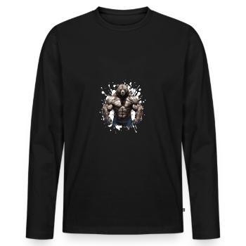 Musculation des muscles de l’ours grizzly - T-shirt manches longues Premium bio Homme - noir - Devant - Nico (187cm)