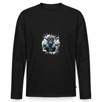 Muscle de bison Bodybuilding Beast - T-shirt manches longues Premium bio Homme - noir - Devant - Nico (187cm)