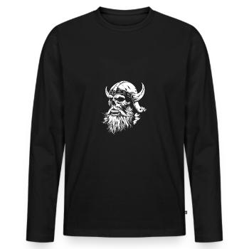 Viking Skull - Men's Premium Organic Long Sleeve Shirt - black - Front - Nico (187cm)