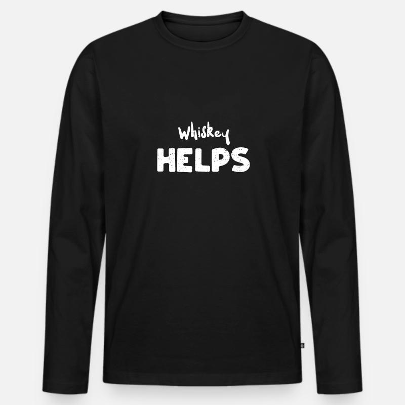 Whiskey helps - Texas - Männer Premium Bio Langarmshirt - Schwarz