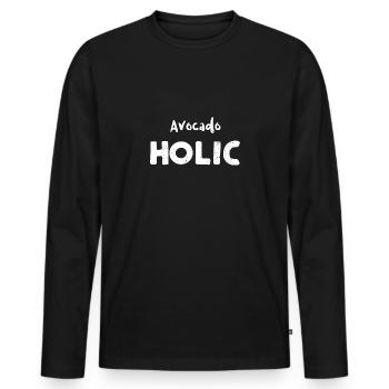 Avocado Holic - Avocado - Männer Premium Bio Langarmshirt - Schwarz - Vorne - Nico (187cm)
