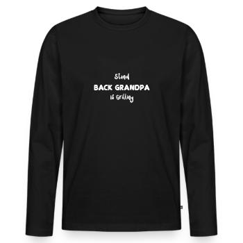 Stand Back Grand-père fait des grillades - T-shirt manches longues Premium bio Homme - noir - Devant - Nico (187cm)