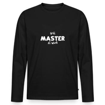 Grill Master At Work - BBQ - Men's Premium Organic Long Sleeve Shirt - black - Front - Nico (187cm)