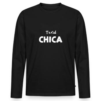 Texas Chica - Texas - Men's Premium Organic Long Sleeve Shirt - black - Front - Nico (187cm)