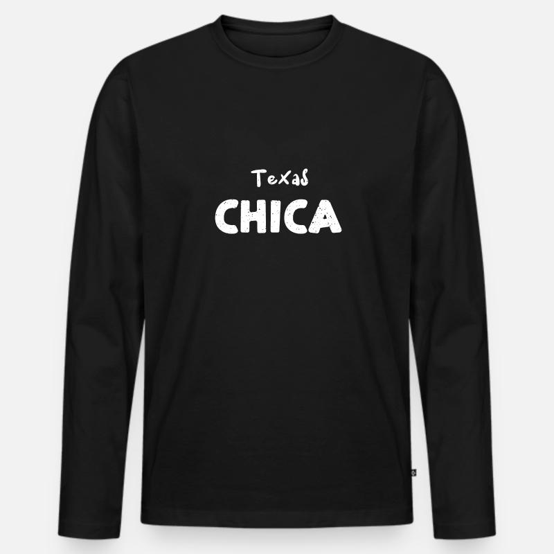 Texas Chica - Texas - Männer Premium Bio Langarmshirt - Schwarz