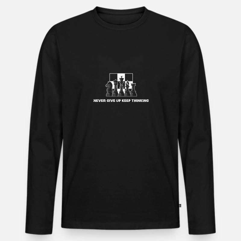 Never Give Up Keep Thinking - Männer Premium Bio Langarmshirt - Schwarz