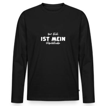 Der Stall Ist Mein Fitnessstudio - Männer Premium Bio Langarmshirt - Schwarz - Vorne - Nico (187cm)