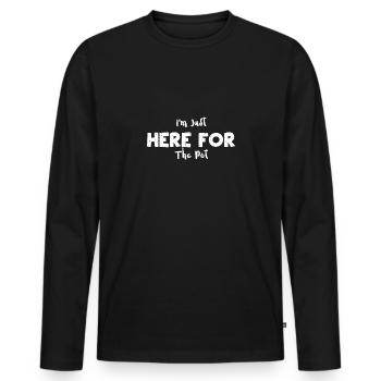 I'm Just Here For The Pot - Poker - Männer Premium Bio Langarmshirt - Schwarz - Vorne - Nico (187cm)