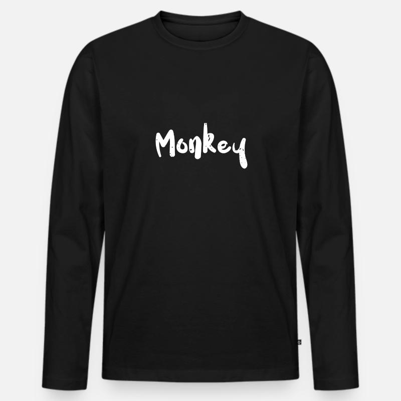Monkey - Monkey - Männer Premium Bio Langarmshirt - Schwarz