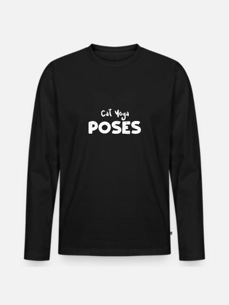 Cat Yoga Poses - Workout - Men's Premium Organic Long Sleeve Shirt - black
