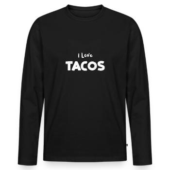 J’aime les tacos - Tacos - T-shirt manches longues Premium bio Homme - noir - Devant - Nico (187cm)