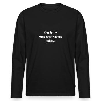 Kann Spuren Von Weißwein Enthalten - Männer Premium Bio Langarmshirt - Schwarz - Vorne - Nico (187cm)