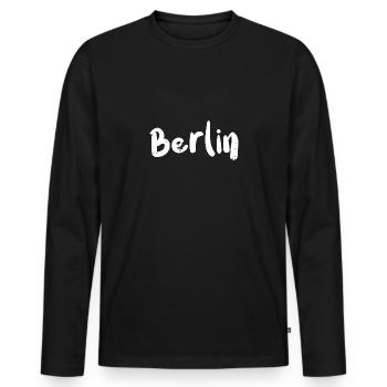Berlin - Berlin - Männer Premium Bio Langarmshirt - Schwarz - Vorne - Nico (187cm)