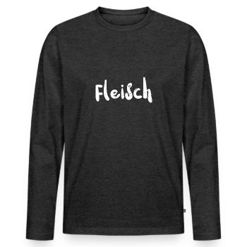 Fleisch - BBQ - Männer Premium Bio Langarmshirt - Anthrazit meliert - Vorne - Nico (187cm)