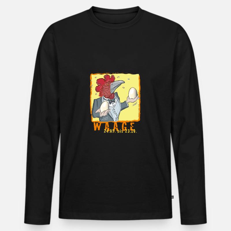 Sternzeichen - Waage - Männer Premium Bio Langarmshirt - Schwarz