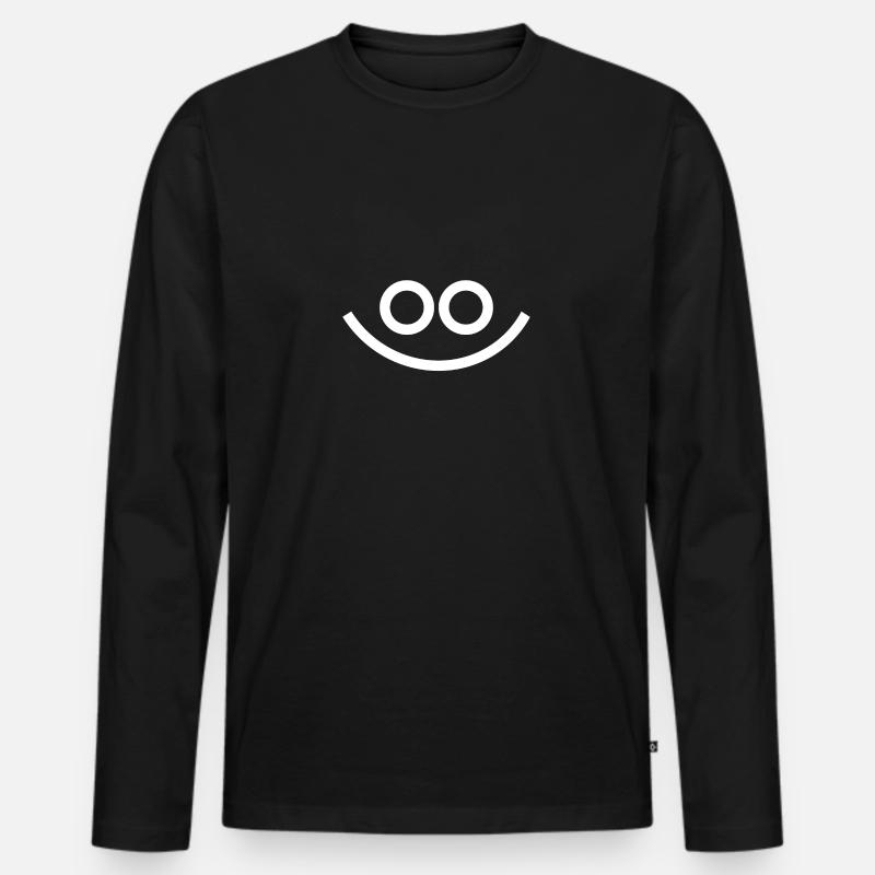 Lächeln - Männer Premium Bio Langarmshirt - Schwarz