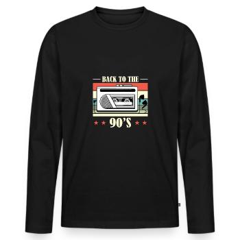 Walkman Back to the 90s - Geschenkidee - Männer Premium Bio Langarmshirt - Schwarz - Vorne - Nico (187cm)
