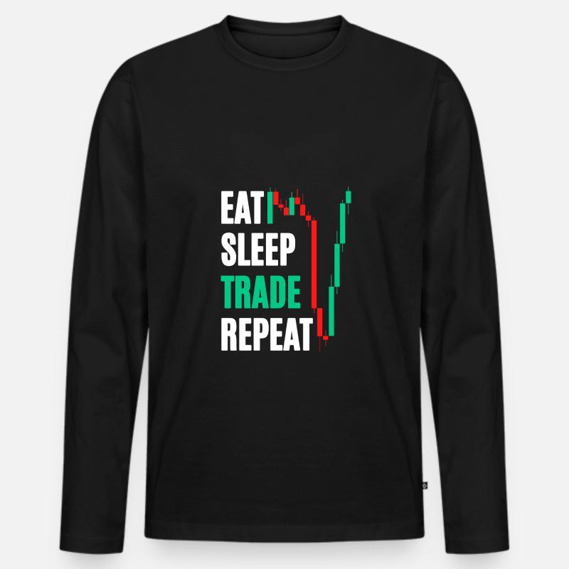 Eat Sleep Trade Repeat - Männer Premium Bio Langarmshirt - Schwarz