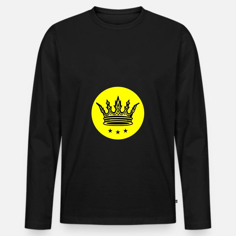 Krone - Männer Premium Bio Langarmshirt - Schwarz