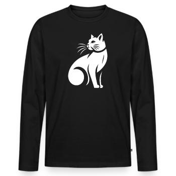 White cat - Men's Premium Organic Long Sleeve Shirt - black - Front - Nico (187cm)