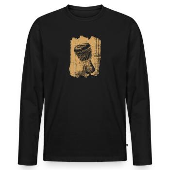 Djembe batterie percussion - T-shirt manches longues Premium bio Homme - noir - Devant - Nico (187cm)
