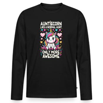Tante, Tante, Licorne - T-shirt manches longues Premium bio Homme - noir - Devant - Nico (187cm)