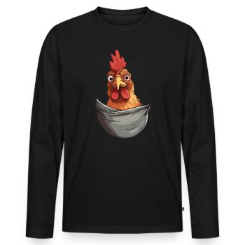 Poulet en poche - T-shirt manches longues Premium bio Homme - noir - Devant - Nico (187cm)