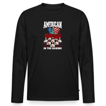 Cours d’échecs Cours d’échecs Journée des échecs - T-shirt manches longues Premium bio Homme - noir - Devant - Nico (187cm)