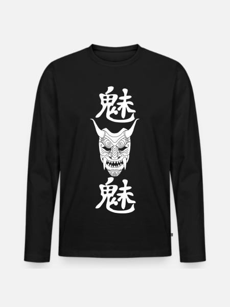 Manga white demon - Men's Premium Organic Long Sleeve Shirt - black