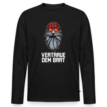 Humoristique Barbe Barbe Barbe Déclaration Barbe Coiffure - T-shirt manches longues Premium bio Homme - noir - Devant - Nico (187cm)