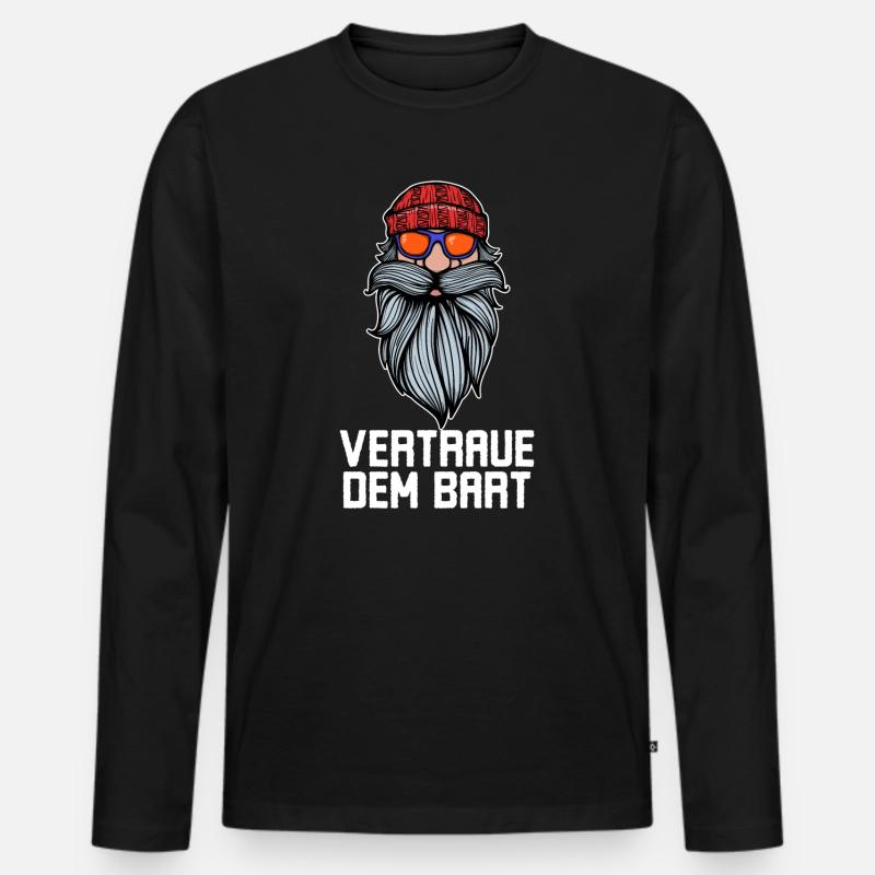 Humorvoll Bart Ziegenbart Statement Bartfrisur - Männer Premium Bio Langarmshirt - Schwarz