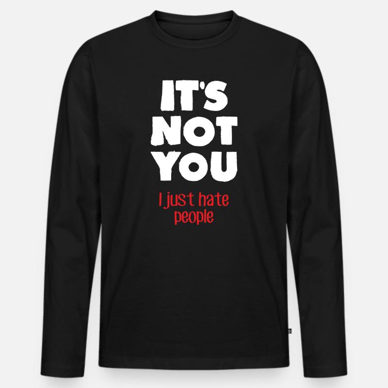 Ich hasse Menschen (dunkel) - Männer Premium Bio Langarmshirt - Schwarz