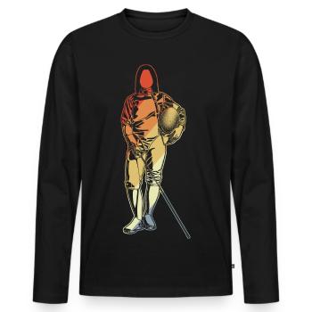 Fechten Mädchen Zeichnung - Männer Premium Bio Langarmshirt - Schwarz - Vorne - Nico (187cm)