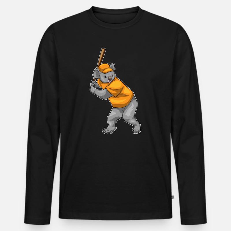 Koala Baseball Baseballschläger - Männer Premium Bio Langarmshirt - Schwarz