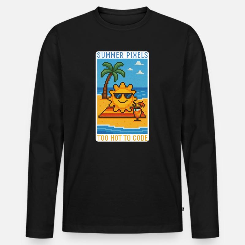 Sunny Pixels & Chill - Männer Premium Bio Langarmshirt - Schwarz