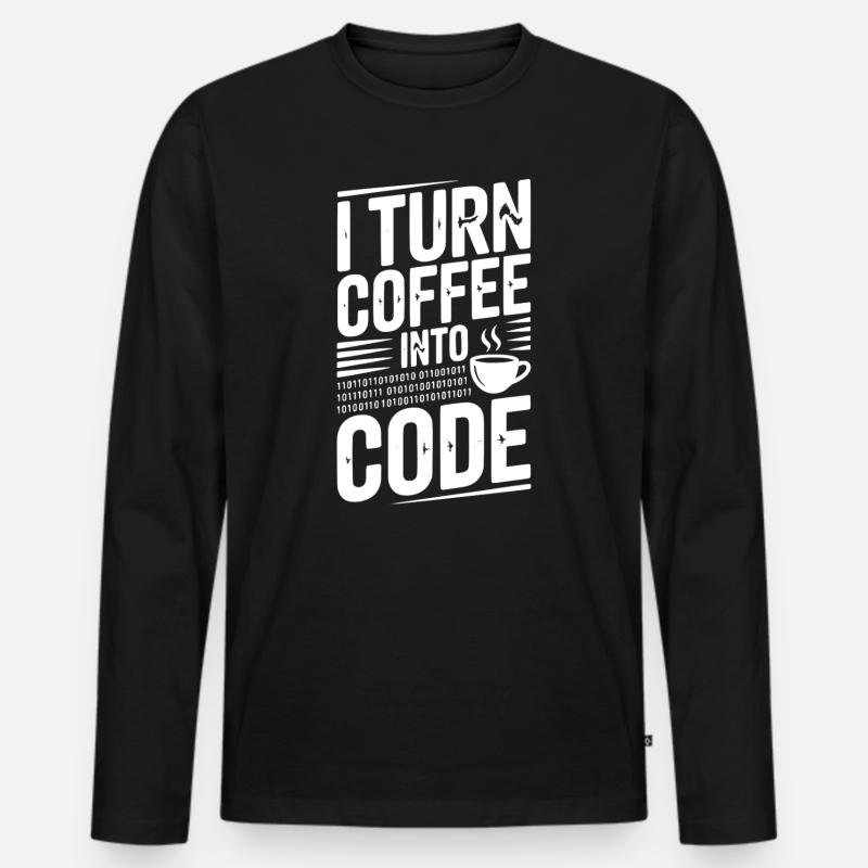 I Turn Coffee Into Code - Men's Premium Organic Long Sleeve Shirt - black