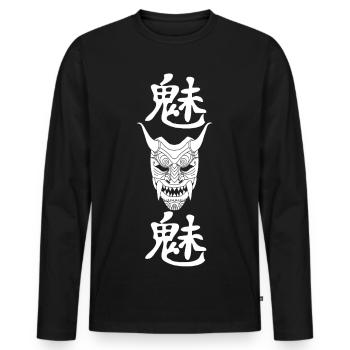 Démon blanc japonais - T-shirt manches longues Premium bio Homme - noir - Devant - Nico (187cm)
