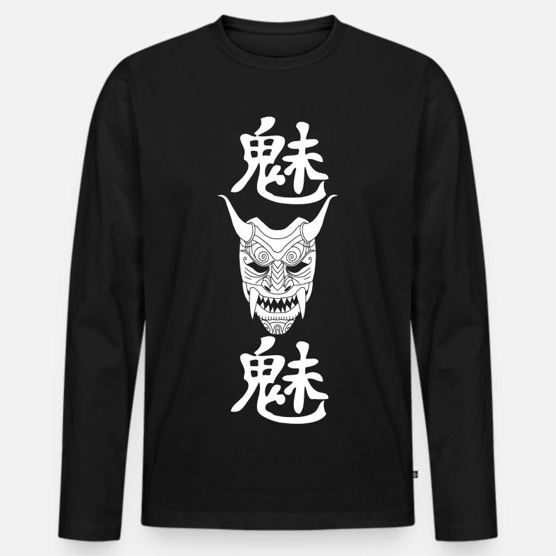 Japanischer weißer Dämon - Männer Premium Bio Langarmshirt - Schwarz