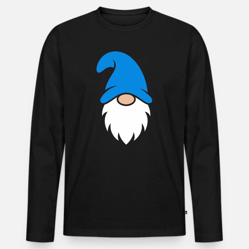 Azurblauer Gnom bärtiges Symbol - Männer Premium Bio Langarmshirt - Schwarz