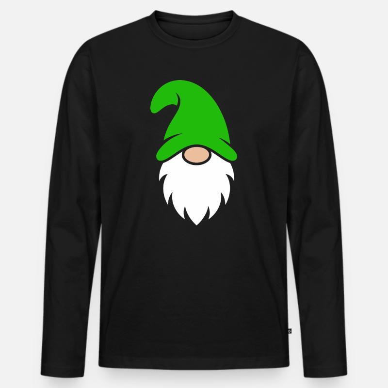 Gartenzwerg mit leuchtend grünem Hut - Männer Premium Bio Langarmshirt - Schwarz